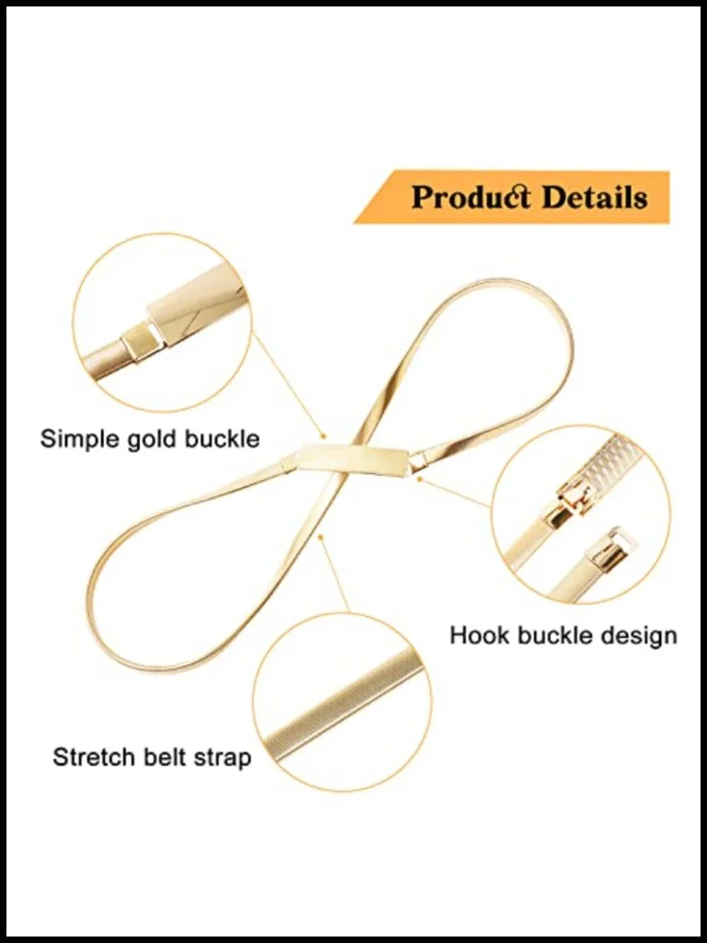 Women's Metal Stretch Waist Skinny Belt with Knot Buckle
